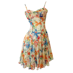Hobson Orange Flower Mini Slip Dress