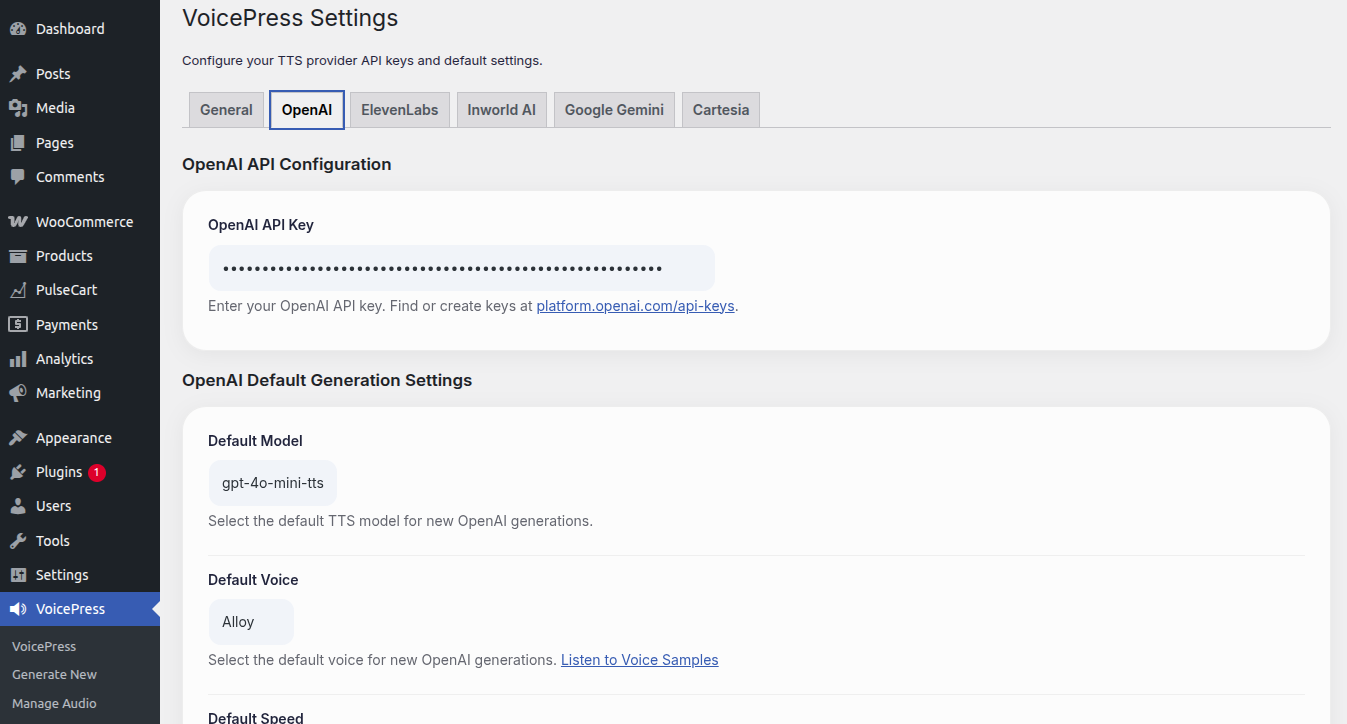 OpenAI Settings