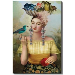 The Bluebird's Secret – Surreal Botanical Portrait Wall Art