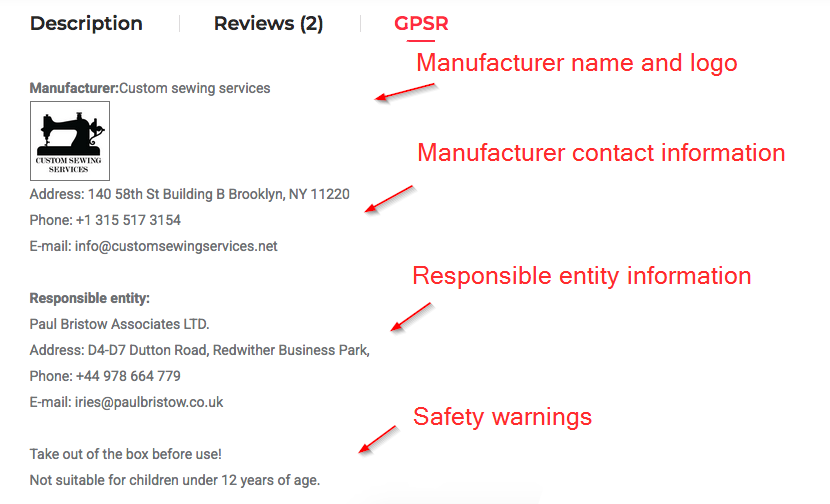 EuroSafe - GPSR Directive Compatibility for WooCommerce - 1