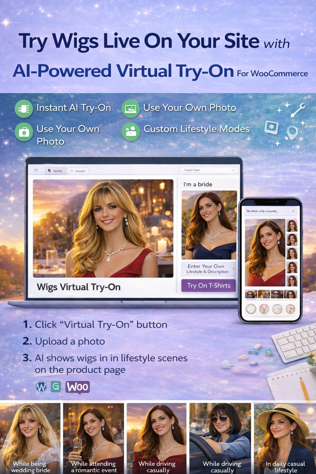 AI Powered Wigs Virtual Try-on Popup | WooCommerce WordPress